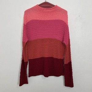 Vintage Popcorn Bubble Long Sleeve Top Lightweight Sweater | Pin Striped | OS